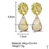 Stud Ins Fashion Gold Hammered Earring For Women Girls Waterdrop Drusy Dangle Druzy Earrings Jewelry Drop Delivery Dhw2E