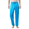 Herenbroeken heren eu maat pyjama's voor mannen nachtkleding lange broek slaaptoppen broek dunne ijs zijden vaste slaapkleding 230815