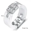 Anéis de casamento Moda personalizada camada média Cerâmica preta branca flexível com zircão para mulheres meninas presentes