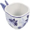 Xícaras de pires de borboleta xícara de borboleta azul porcelana de caneca de café cerâmica Cerâmica de chá decorativo estilo chinês pequeno pequeno