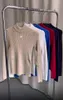 155412 Fashion Classic Trendy Luxury Design Early Autumn Half High Collar Sticked Long Sleeve Shirt Tröja Women C5