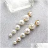 Stud Ins Trendy Pearls Gold Earring For Women Girls European Mode Six Pearl Dangle Drop Delivery Sieraden oorbellen DHJBC