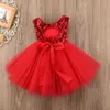 Girl's Dresses Girl Birthday Tulle Dress Backless Bow Wedding Gown Kids Party Wear Princess Pink Dress Baby Girl Bowknot Dresses