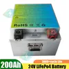 lithium 200ah battery 24v deep cycle lifepo4 battery packs with BMS for RV cars solar homes+ charger