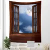 Handses Üç Boyutlu Pencere Doğa Manzara Duvar Asma Goblen Sanatı Dekorasyon Asma Perde Yatak Odası Oturma Odası Dekorasyonu R230816