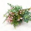 Dekorativa blommor 5st/Mycket konstgjord plast Eukalyptus hortensia gipsophila bukett för bröllop centerpieces arrangemang dekorationer