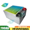 lithium 200ah battery 24v deep cycle lifepo4 battery packs with BMS for RV cars solar homes+ charger