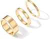 18k Guldpläterad 3 ringar Set Gold Stacking Ring för kvinnors minimalistiska rostfritt stål Grundläggande cirkelringar för kvinnor Trendiga smycken gåva