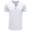 Herren-T-Shirts Sommerqualität kurzärmelig T-Shirts Henley Kragen Solid Color Casual Tops Tasche T-Shirt weiches, bequemes Bottoming-T-Shirt