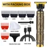 Electric Shavers Vintage T9 6/9mm Gold Hair Clipper Professional Barber for Men's Hair Shaver Cutting Multiple Machine USB Rechargeable 230816