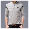 Mens Polos Autumn Mandarin Collar Long Sleeve Tshirts Trend Slim Cotton Korean Style Polo Shirt Märkning Male Topps för våren 4xl 230815