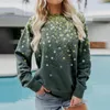 Women's T Shirts Womens Floral Cotton Blend Long Sleeve T-Shirt Ladies Polka Dot Casual Loose Blouse Tunic Pullover Tops For 2023