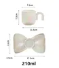 Gifts for Valentine's Day Mugs Creative Ceramic Milk Cup Cute Bowknot Shape Dessert Plate Pearl Gradient Rainbow Handle Coffee Mug Star Spoon Home Tea Set 230815