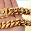 Acciaio inossidabile inossidabile 818 mm Cuban Miami Catene Collane CZ Zircone Blocco Grande catena pesante in oro pesante per uomini Hip Hop Rock Jewelry88896177