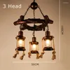 Chandeliers American Retro Wooden Chandelier Living Room Decoration Restaurant Bar Dining Table Coffee Shop Industrial Personalized Led Lamp