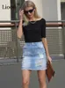 Skirts Cotton Distressed Ripped Sexy Denim Mini Women 2023 Summer Streetwear White High Waisted Hole Skinny Short Jean