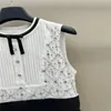 23 Sommer Frauen Designer Kleid T-Shirts Kleider mit Perlen Mädchen Milan Runway Jersey Tanktop A-Line ärmellose Weste Camisole Kleid High-End-Mini-Designerkleider