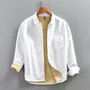 Erkekler Sıradan Gömlek Kış Moda Erkekler Kıkırdak Polar Göğüs Cep Oxford Pamuk Beyaz Gömlek Düz Renk Basit Rahat Uzun Kollu Yakel