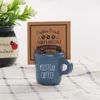 Creative simple coffee mug wooden message holder Desktop decoration Photo holder Business card note holder