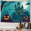 Tapestries 6 sizes Halloween Castle Scary Pumpkin Bat Grave Skeleton Witch Printed Tapestry Home Living Room Bedroom Wall Decoration 230816