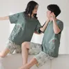 Pijamas curtos de verão de algodão do sono masculino para homens e mulheres moda casais coreanos jovens meninos loungewear freeship