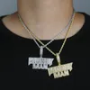 New designer money man letter pendant charm Necklace Hip Hop women men Full Paved 5A Cubic Zirconia Party Gift Jewelry