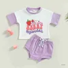 Clothing Sets baby Newborn Infant Baby Girls Clothes Sets Fruit Print T-shirts Shorts summer Clothing