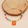 Braccialetto di rughe bracciale goccia a forma di cuore Design boemia a mano a mano alla moda regolabile perla semplice perline