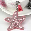 Keychains 2023 Sea Starfish Pearl Glass Keychain Key Chain Keyring Crystal Pendant Women Gift