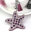 Keychains 2023 Sea Starfish Pearl Glass Keychain Key Chain Keyring Crystal Pendant Women Gift