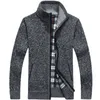 Herrtröjor 2023 Autumn Winter Sweater Coat Faux Fur Wool Jackets Men Zipper Sticked Thick Warm Casual Knitwear Cardigan 230815