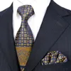 F22 Multicolor Brown Gold Yellow Navy Blue Floral Mens Ties Slits Fickan Square 100% Silk Jacquard Woven Tie Sets277i