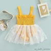 Girl's Dresses Baby Girls Summer Romper Dress Sleeveless Butterfly Embroidery Skirt Bodysuit