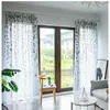 Rideau 100 * 200 cm Imprimé Feuille De Saule Tulle Écrans De Fenêtre Sheer Voile Rideaux De Porte Drapé Panneau Écharpe Assortis Rideaux De Style Européen