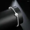 Link Bracelets Simple Dainty Pearl For Women Classic Cubic Zirconia Eternity Tennis Bracelet Valentine's Day Gifts