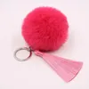Keychains Fluffy Fur Pom Tassel Soft Faux Rex Ball Cary Keyring Pompom Key Chain