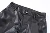 Men's Pants Hip Hop Pu Leather Men Vintage Pleated Harajuku Streetwear Loose Ruched Fashion Straight Black 230815