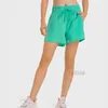 Lu Moisture Wicking Sweat Wicking Water Cooling Shorts med dragkonst i midjan Lätt och andningsbara sport Hot Pants Kvinnor utomhussport Tennisuppsättning byxor