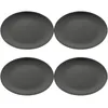 Dinnerware Sets 4 Pcs Black Melamine Plate Kitchen Plates Dinner Outdoor Dish Dinning Round Flat Bottom