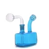 Partihandel Färgglada mini Square Glass Water Tobacco Bongs Rökning Oljebrännare Rör Huvudsakliga mini Dab Rigs Liten bärbar bubblare Bägare Bong med Downstem Bowl