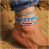 Identifikation Sommer Bohemian Fußarmbänder Luxusdesigner Schmuck Frauen Mädchen Mticolor Seil geflochten