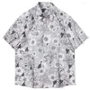 Męskie koszule letnie letnie topy z krótkim rękawem hawajskie męskie koszula urocze pies nadruk plażowy odzież