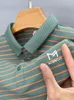 Mens Polos High End Brand Striped Striped Letter Letter Borduured Polo Shirt Fashionable Mens Rapel T -shirt Casual en comfortabele Soft Top 230815