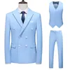 Tute da uomo per le tracce slim coglione a colori solidi abiti da sposa set di ufficio di moda di grandi dimensioni maschi pantaloni blazer vest di lusso da 3 pezzi set