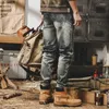 Mäns jeans 2023 Stretch Skinny Cargo Fashion Casual Harlan Cotton Denim Streetwear Harajuku Pants Manliga byxor