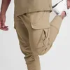 Men's Pants Asian Size Casual Ice Silk 2023 Summer Autumn Man Solid Multi Pocket Fashion Street Sports Black Khaki Trousers 230815