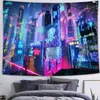 Tapisserier Ultraviolet Tapestry Fluorescerande Tapestry Future City Tapestry 3D World Home Decor Decor Hippie Tapestry Wall Hanging