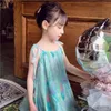 Robes de fille Robe d'été pour filles, nouvelle robe de princesse de couleur rouge éblouissante pour enfants, robe de petite fille occidentalisée