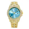 Orologi da polso ghiacciato orologio per uomo oro di lusso oro pieno di diamanti orologi hip hop hop impermeabile day clock vende prodotto 2023