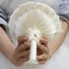 結婚式の花豪華なハートシェイプクリスタルブーケハンドホワイト/シルバーブライダルラブブライドマリエージカスタムメイド